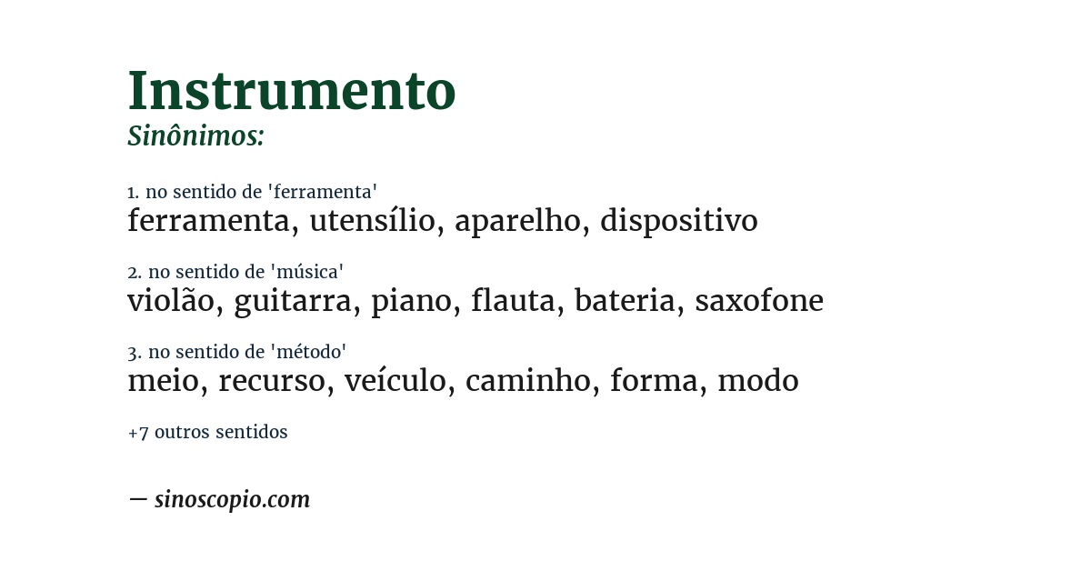Sinônimo de instrumento