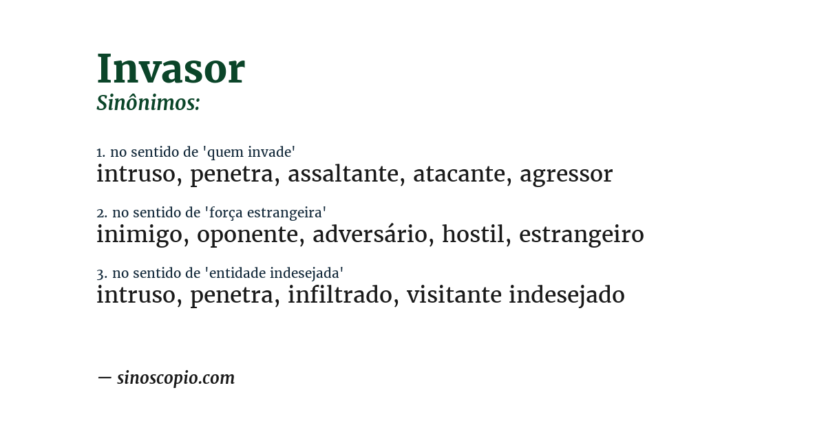 Sinônimo de invasor