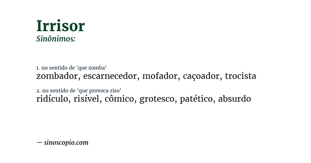 Sinônimo de irrisor