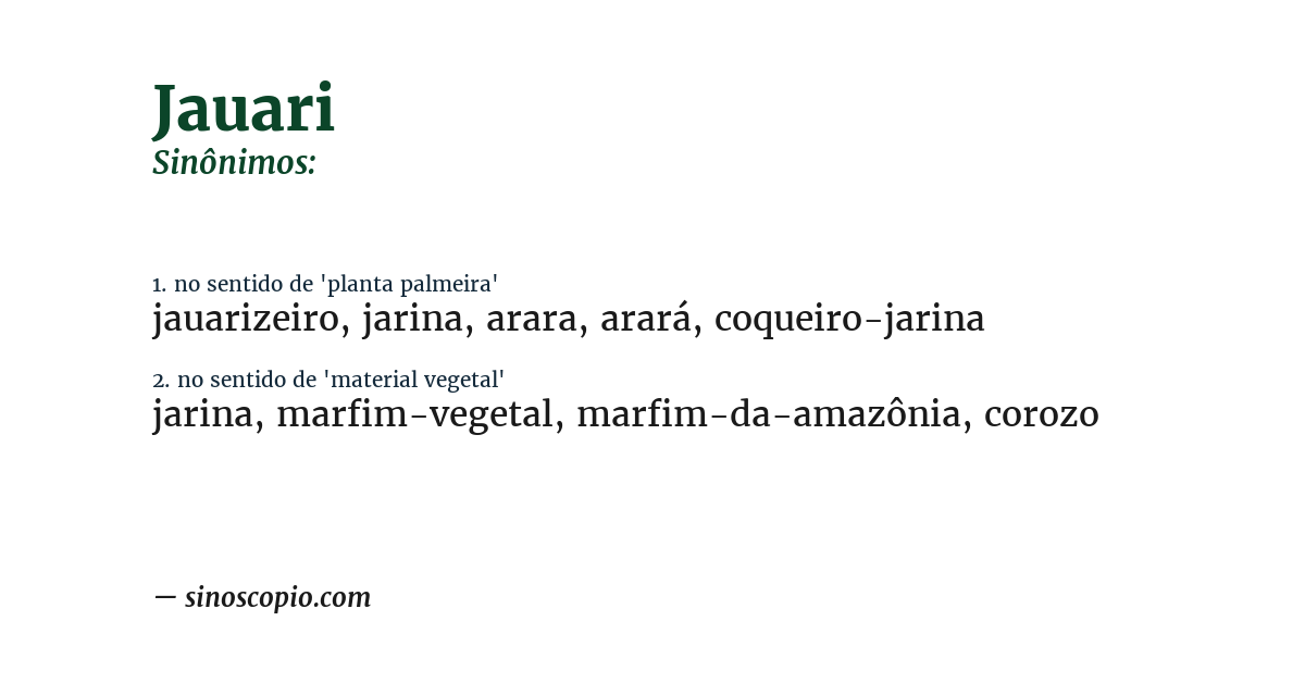 Sinônimo de jauari