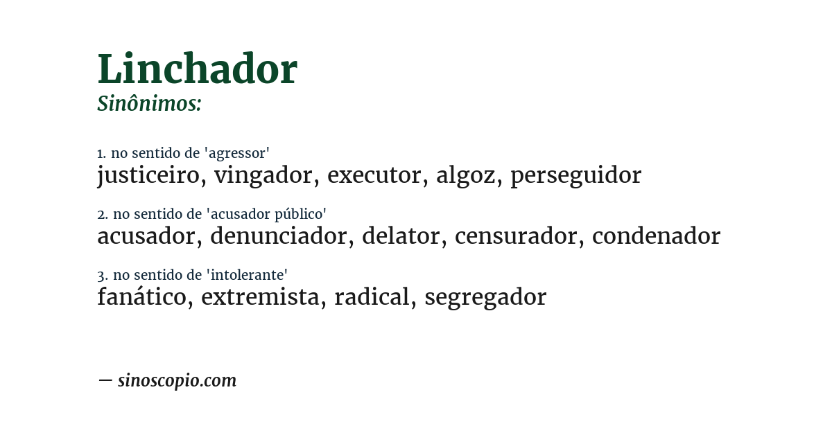 Sinônimo de linchador