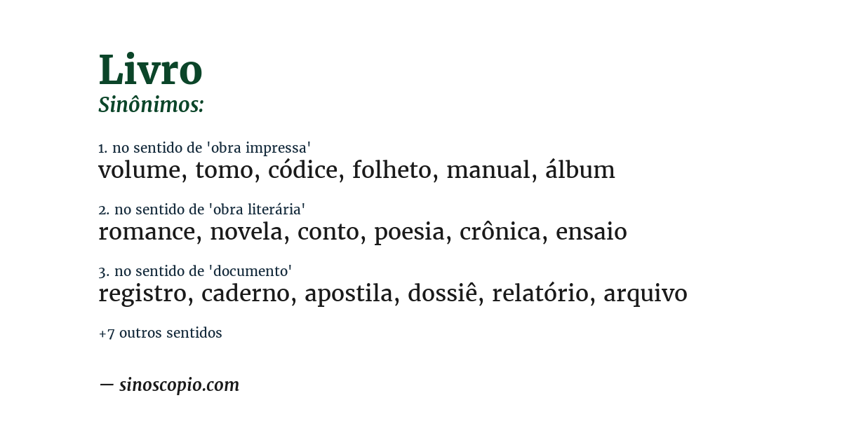 Sinônimo de livro