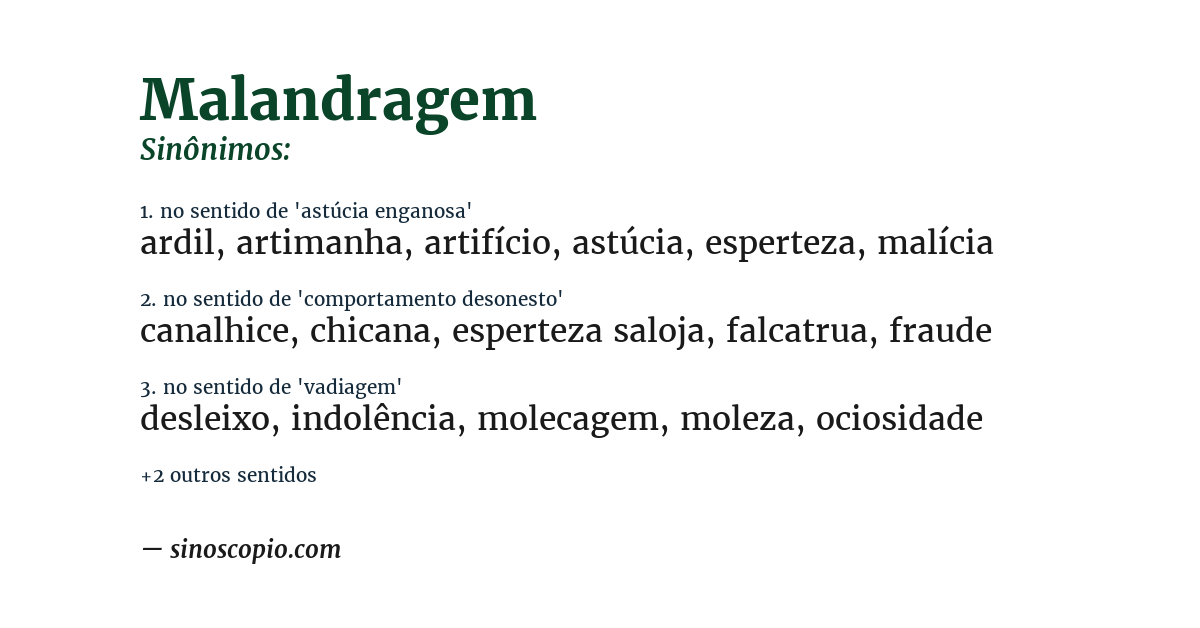 Sinônimo de malandragem