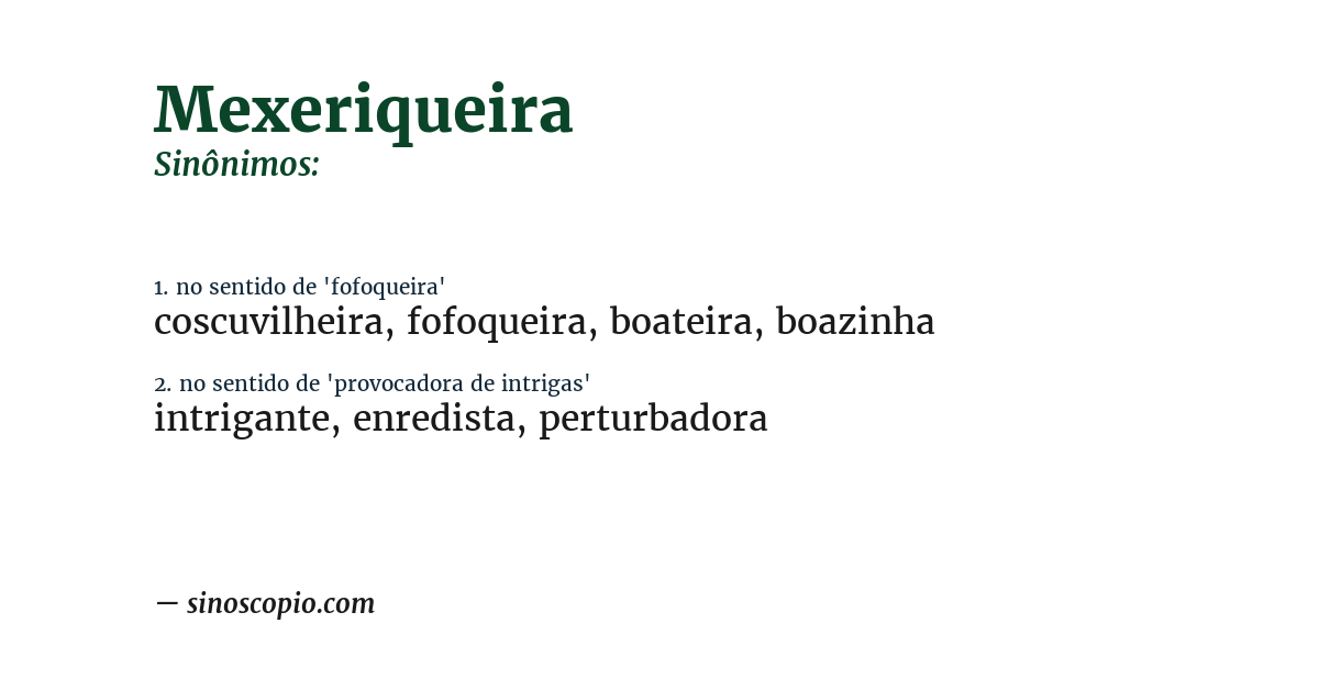 Sinônimo de mexeriqueira