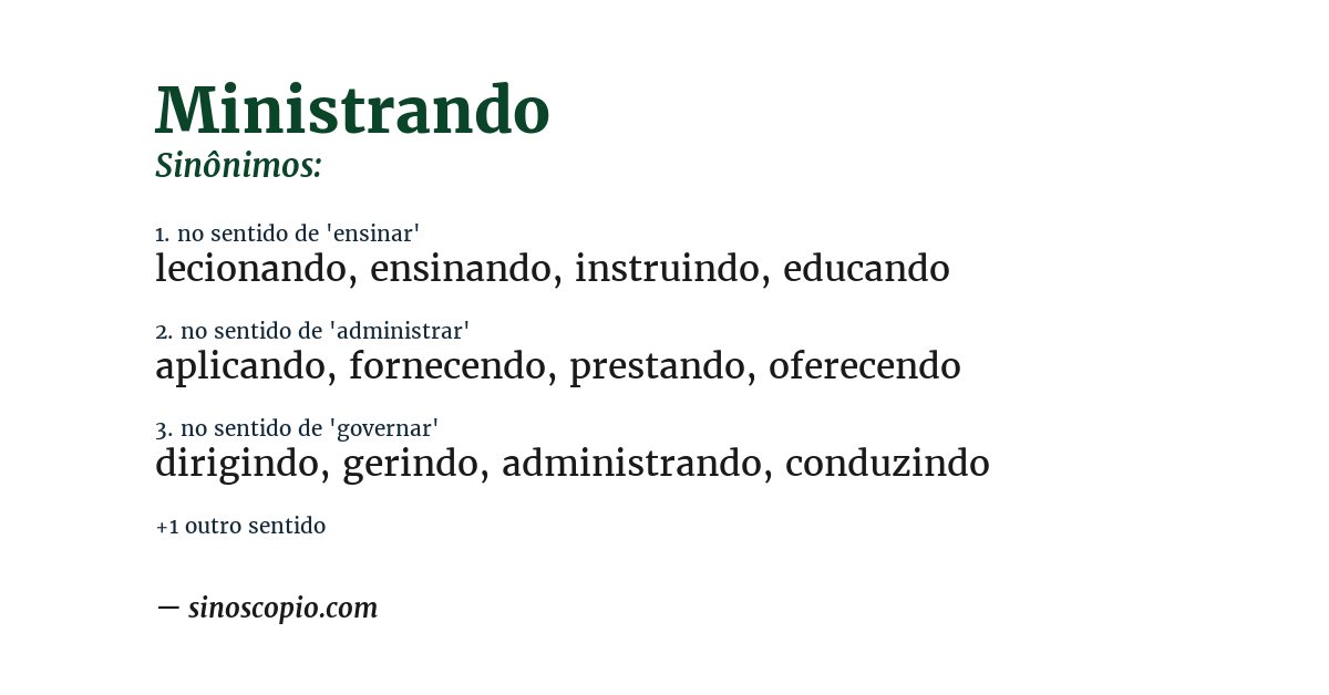 Sinônimo de ministrando