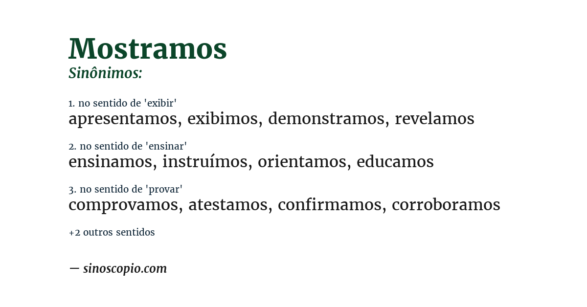 Sinônimo de mostramos