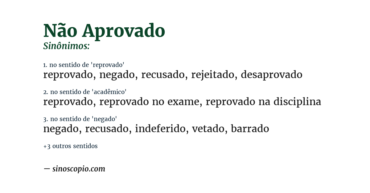 Sinônimo de não aprovado
