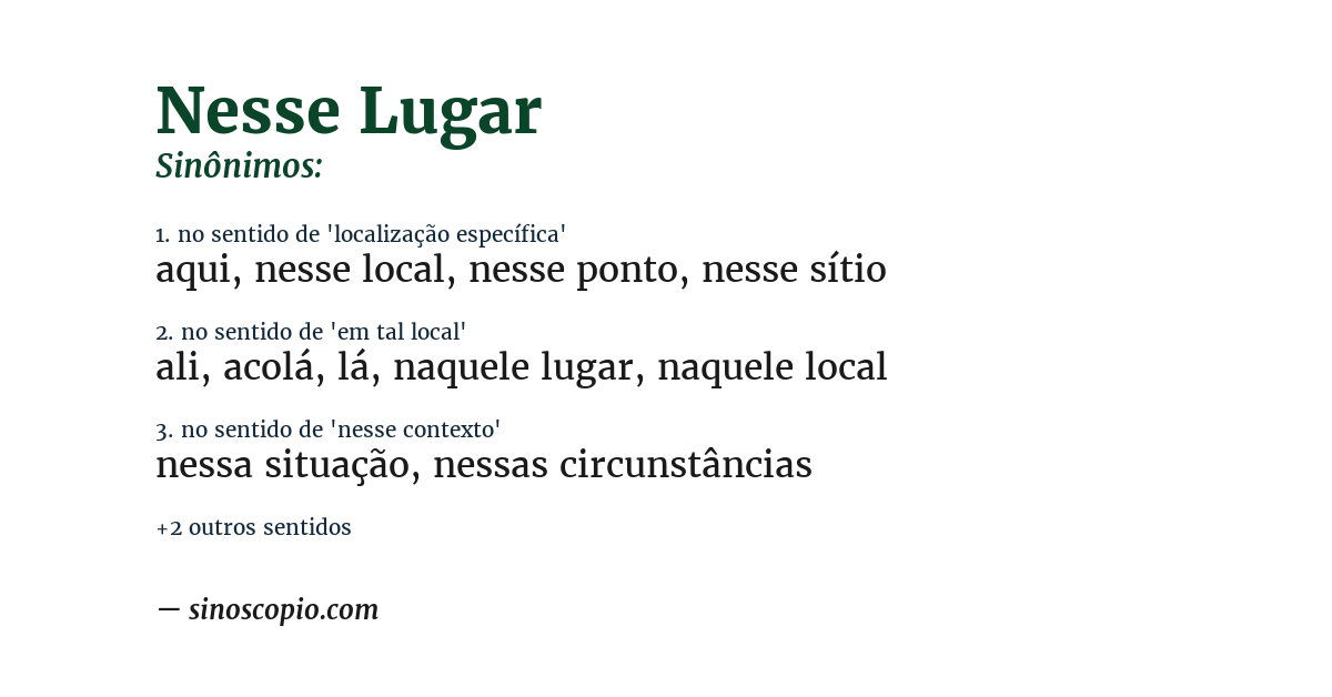 Sinônimo de nesse lugar