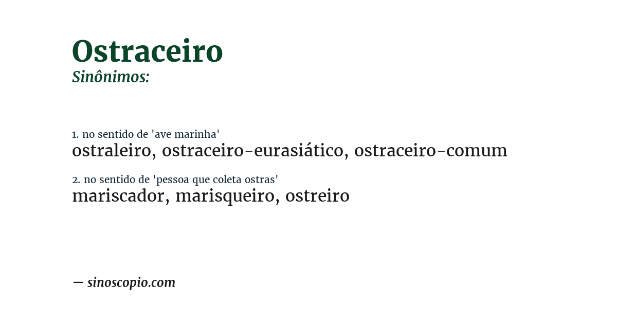Sinônimo de ostraceiro