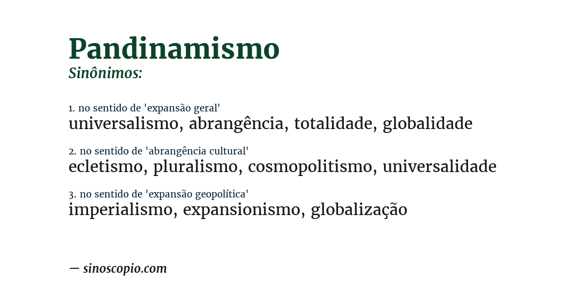 Sinônimo de pandinamismo