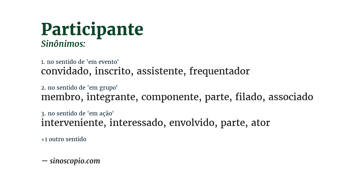 Sinônimo de participante