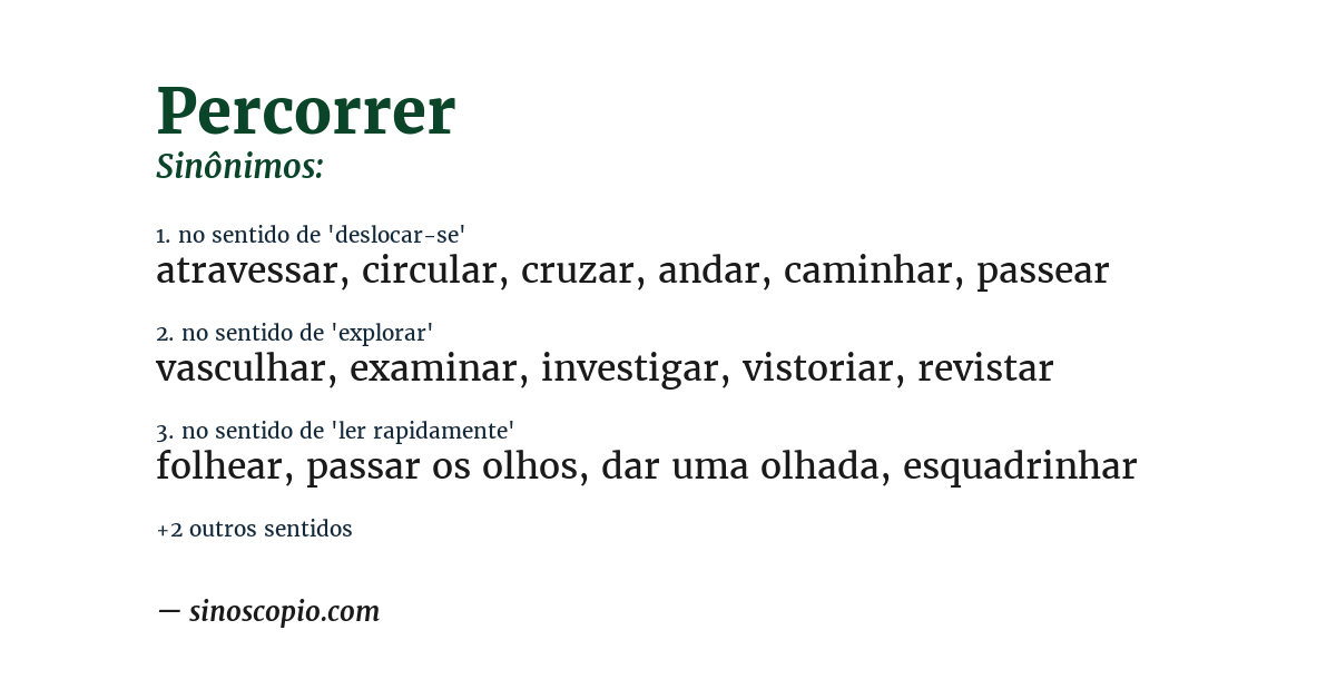 Sinônimo de percorrer