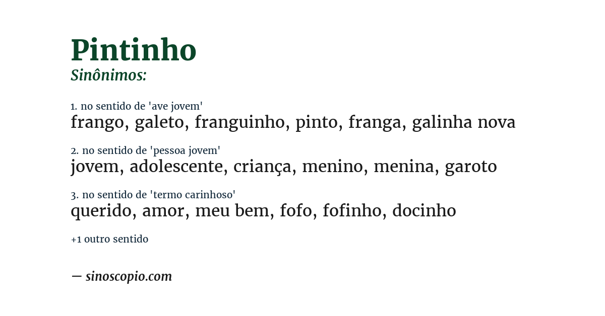 Sinônimo de pintinho