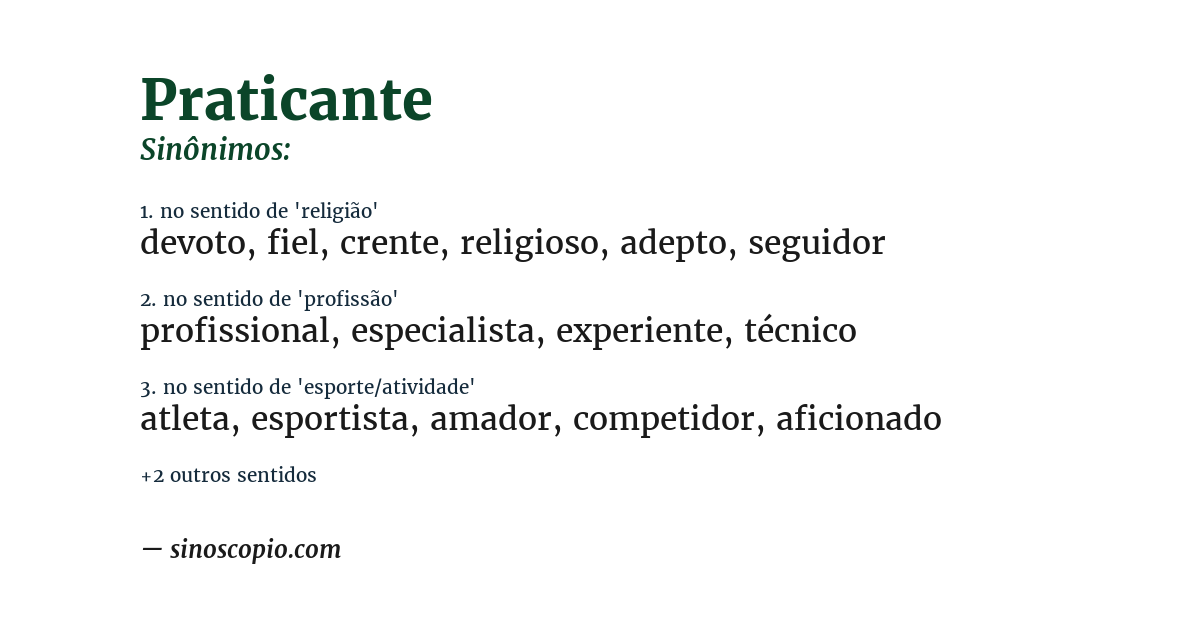 Sinônimo de praticante