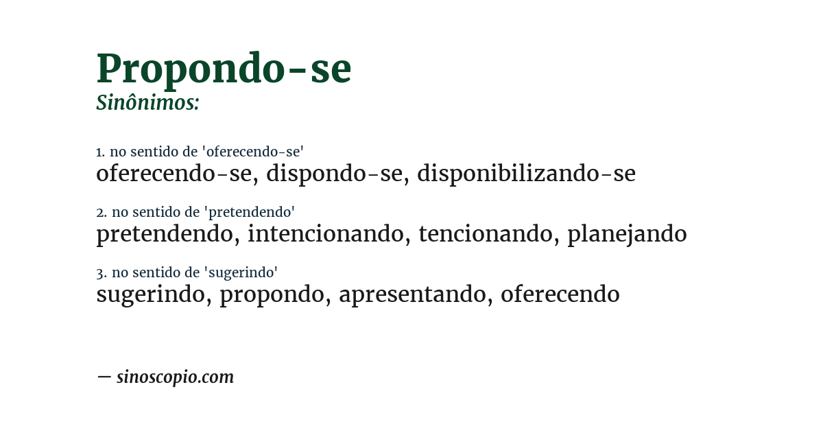 Sinônimo de propondo-se
