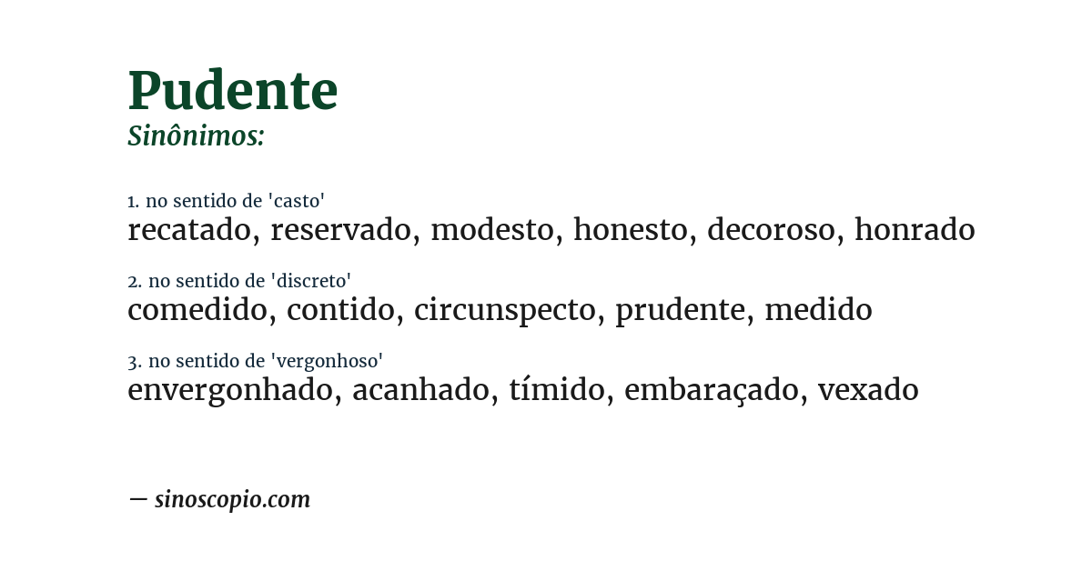 Sinônimo de pudente