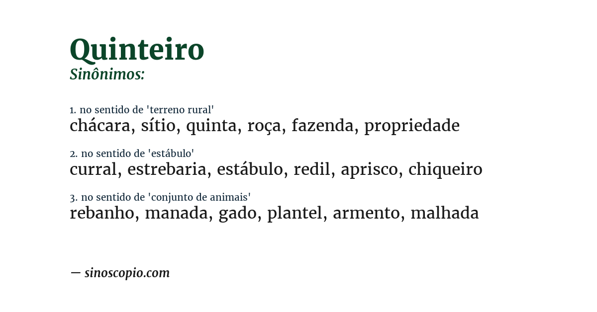Sinônimo de quinteiro