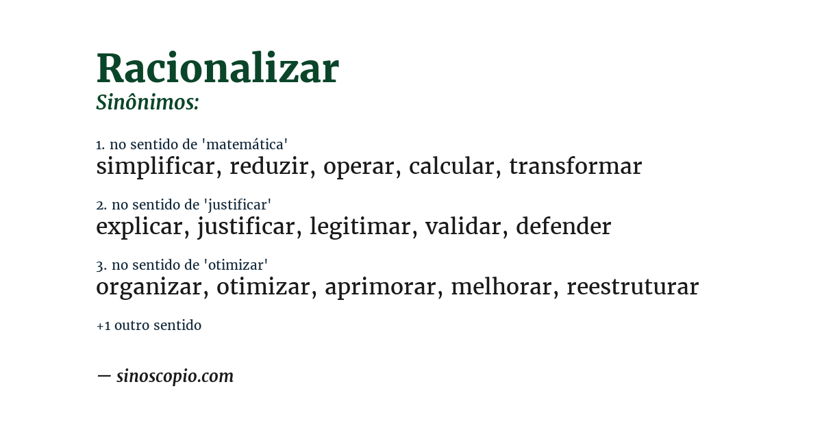 Sinônimo de racionalizar