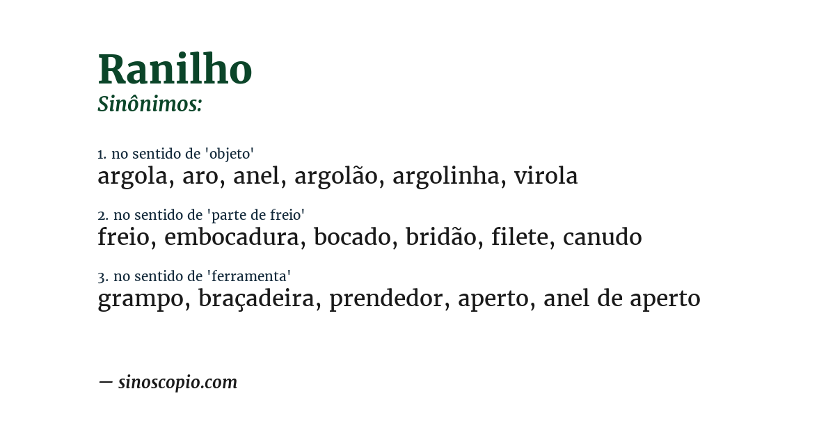 Sinônimo de ranilho