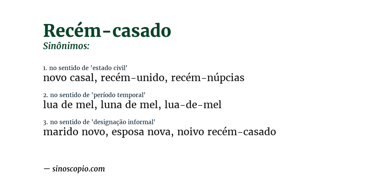 Sinônimo de recém-casado