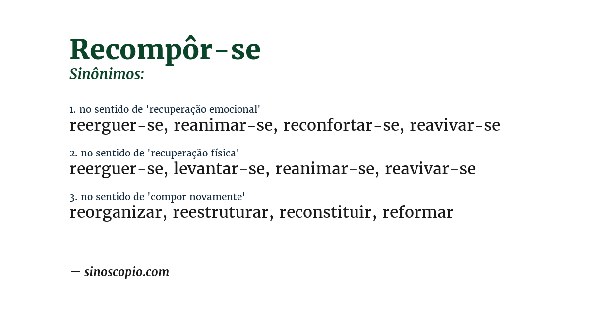Sinônimo de recompôr-se