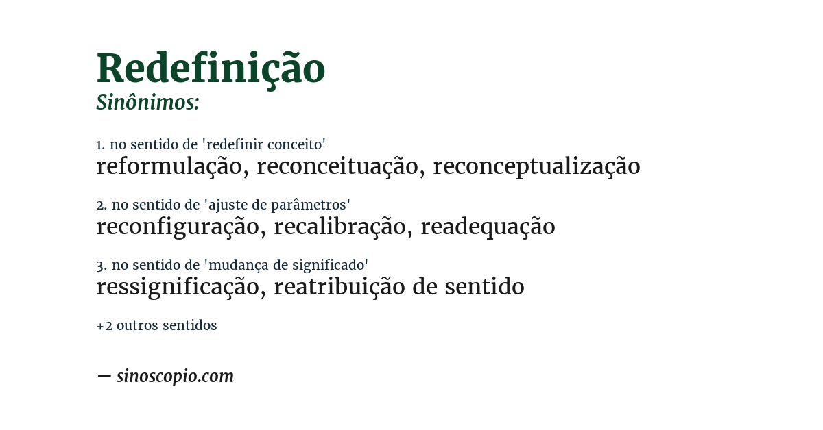 Sinônimo de redefinição