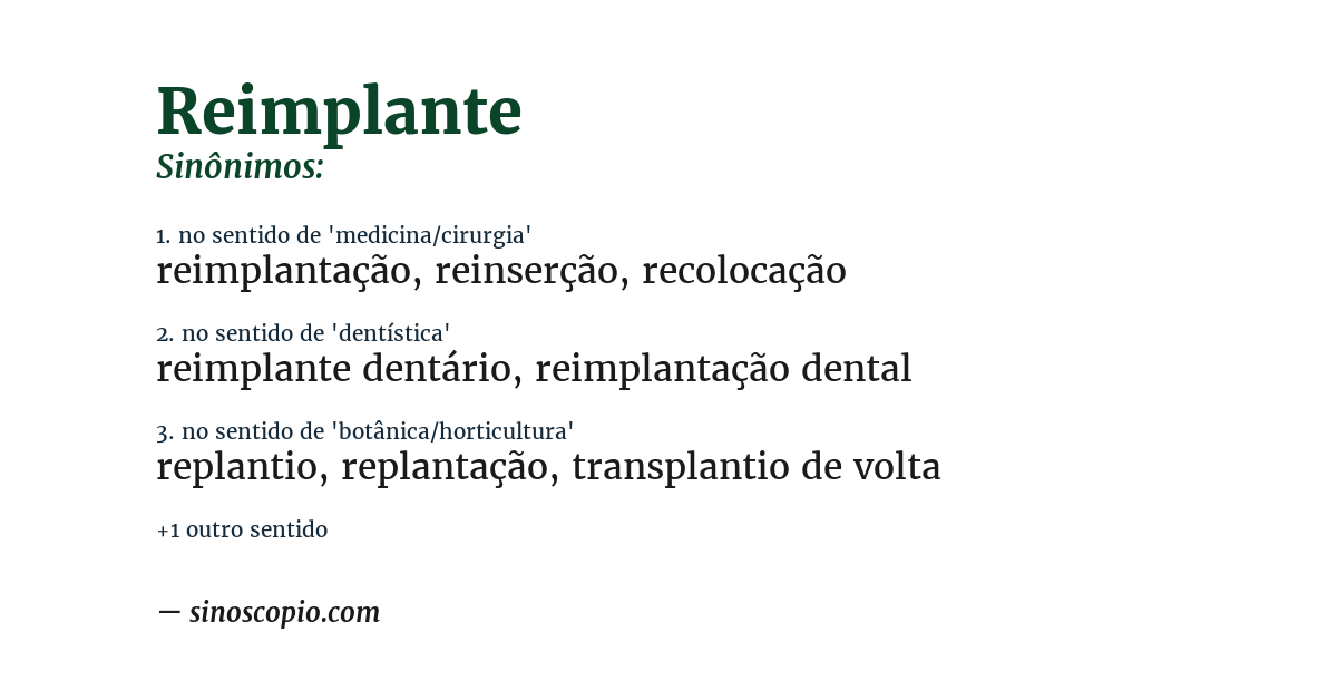 Sinônimo de reimplante