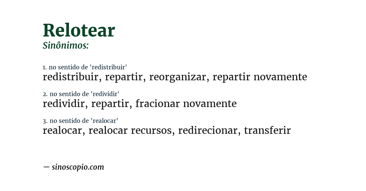 Sinônimo de relotear