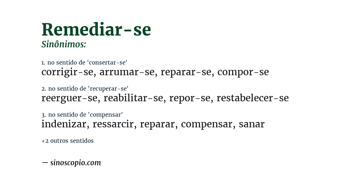 Sinônimo de remediar-se