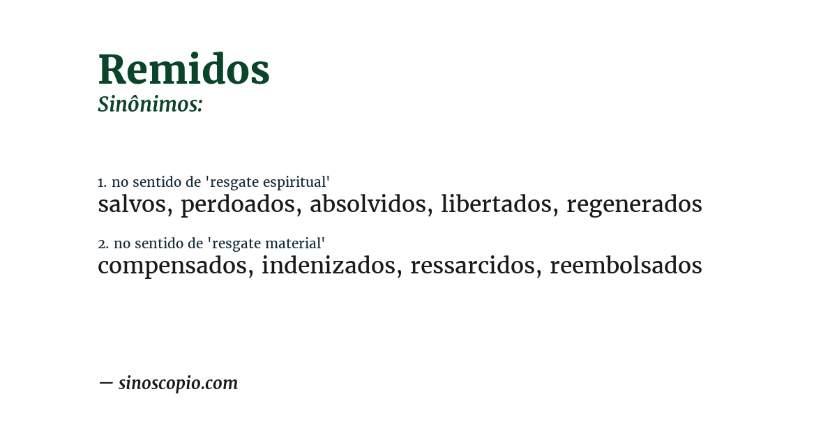 Sinônimo de remidos