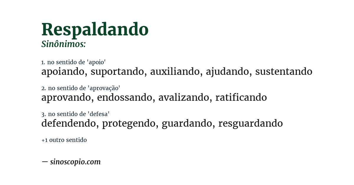 Sinônimo de respaldando