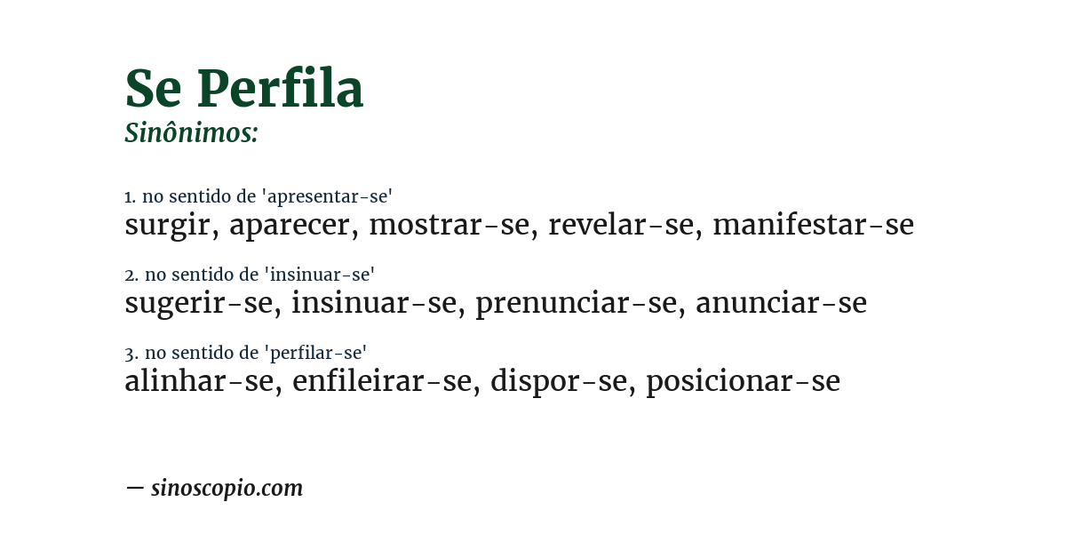 Sinônimo de se perfila