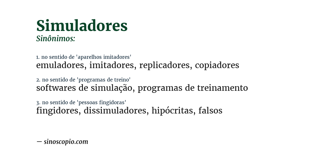 Sinônimo de simuladores