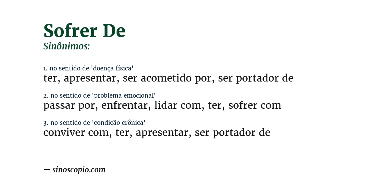 Sinônimo de sofrer de