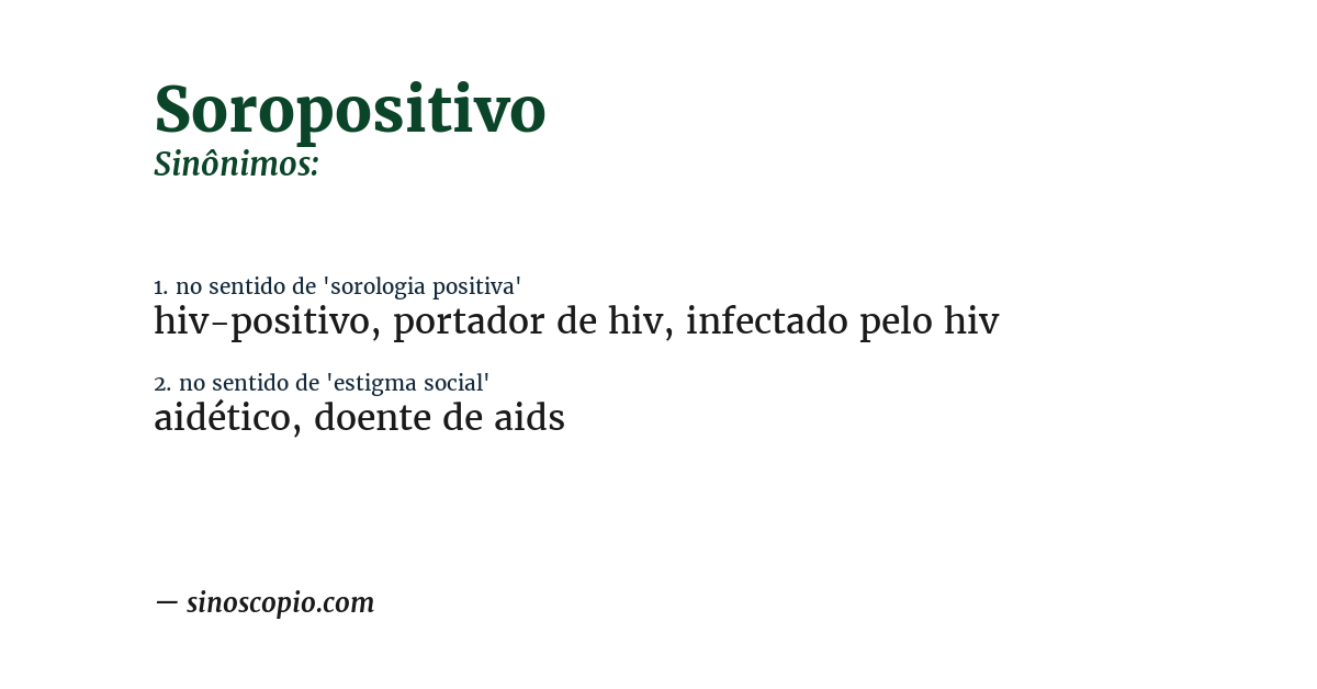 Sinônimo de soropositivo