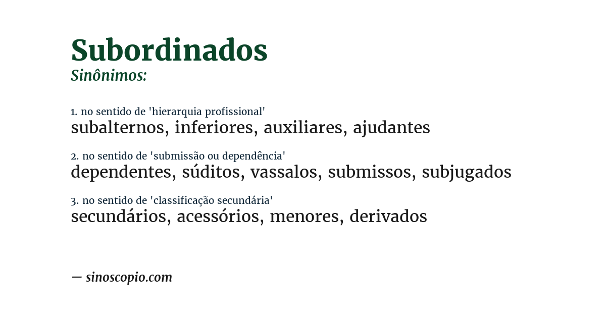Sinônimo de subordinados