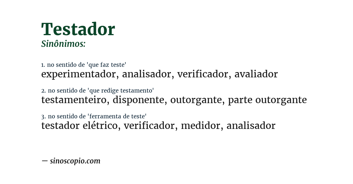 Sinônimo de testador