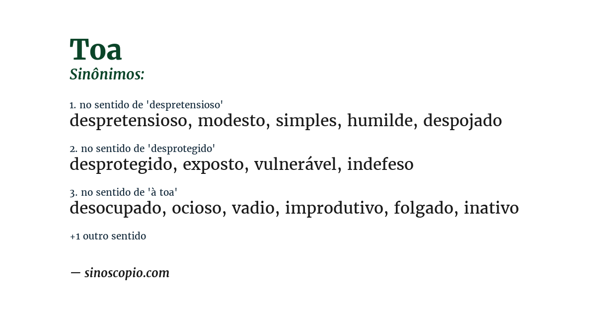 Sinônimo de toa