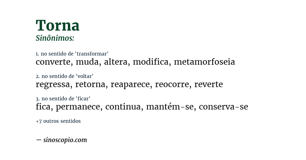 Sinônimo de torna