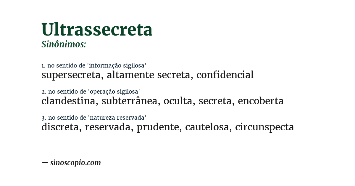 Sinônimo de ultrassecreta