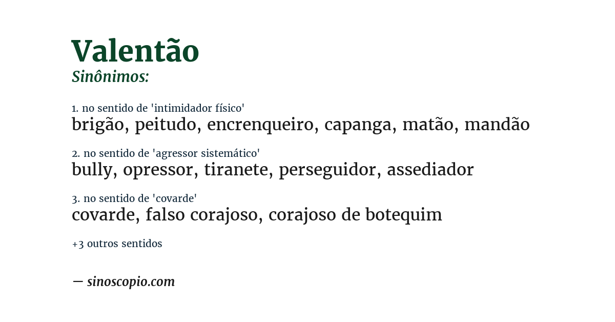 Sinônimo de valentão
