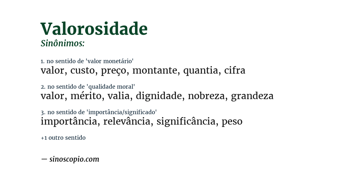 Sinônimo de valorosidade