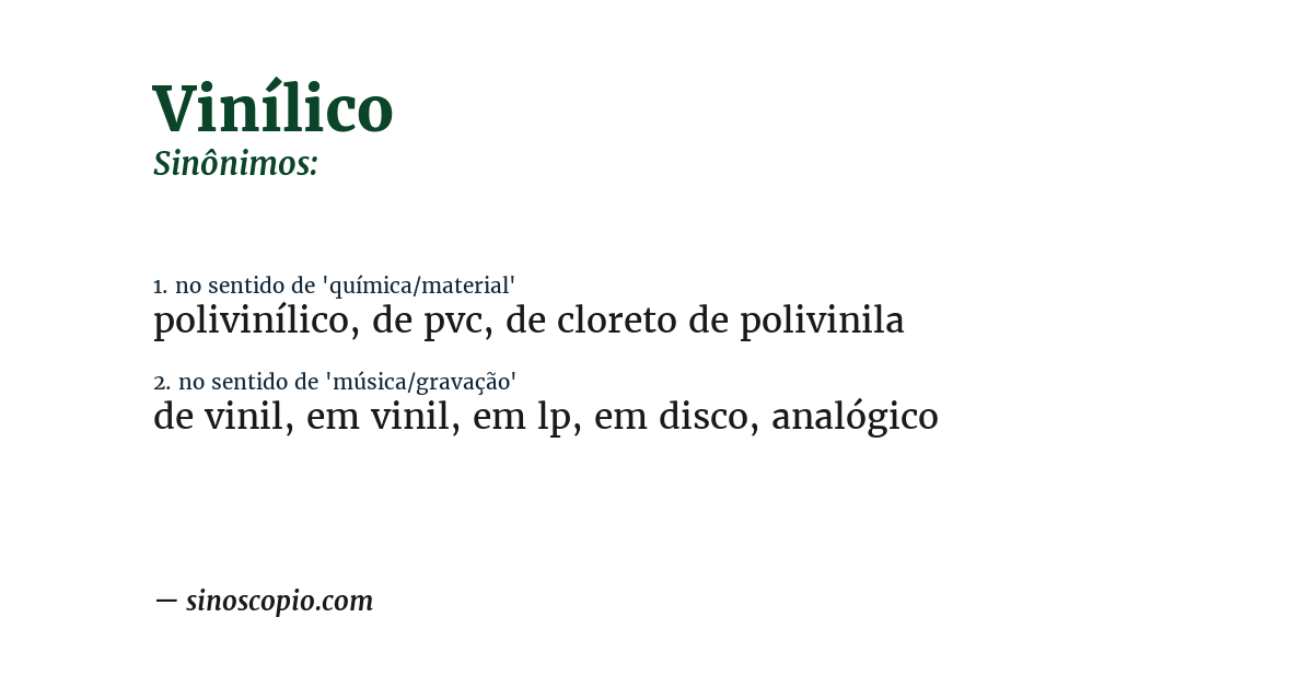 Sinônimo de vinílico
