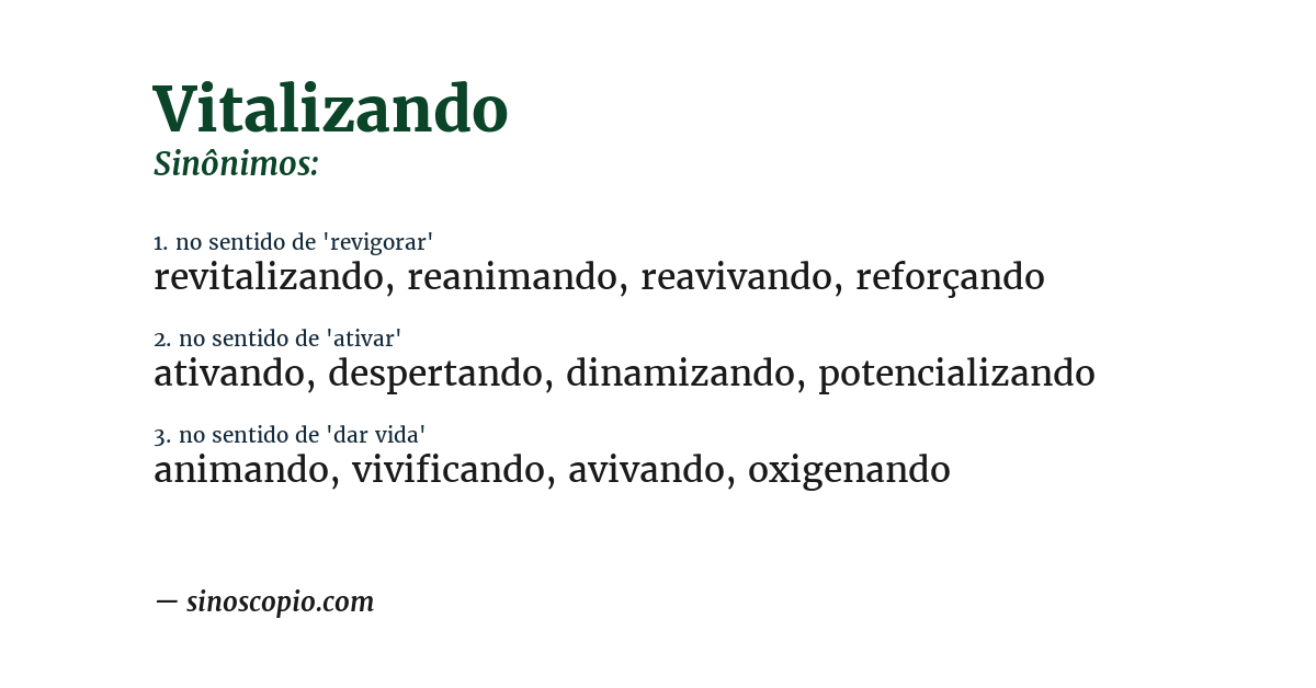 Sinônimo de vitalizando