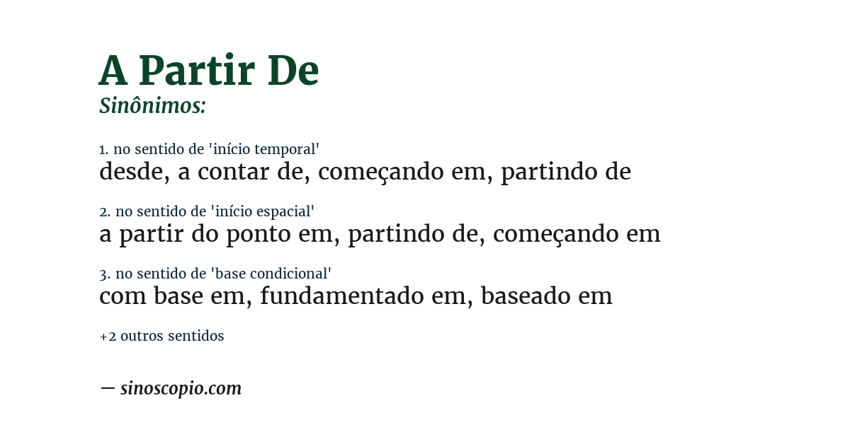 Sinônimo de a partir de