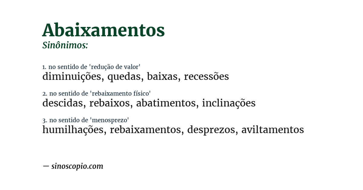 Sinônimo de abaixamentos