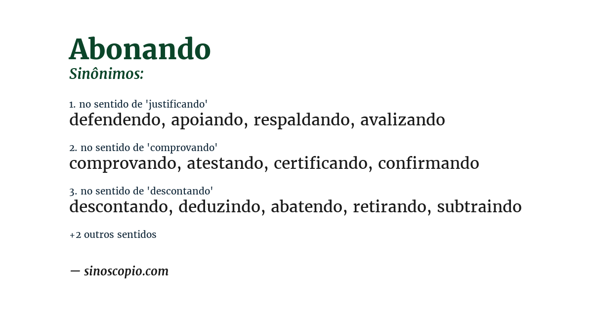 Sinônimo de abonando