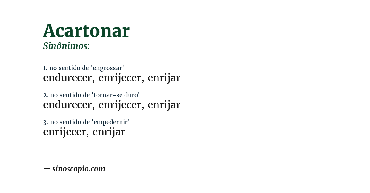 Sinônimo de acartonar