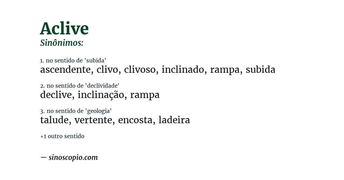 Sinônimo de aclive