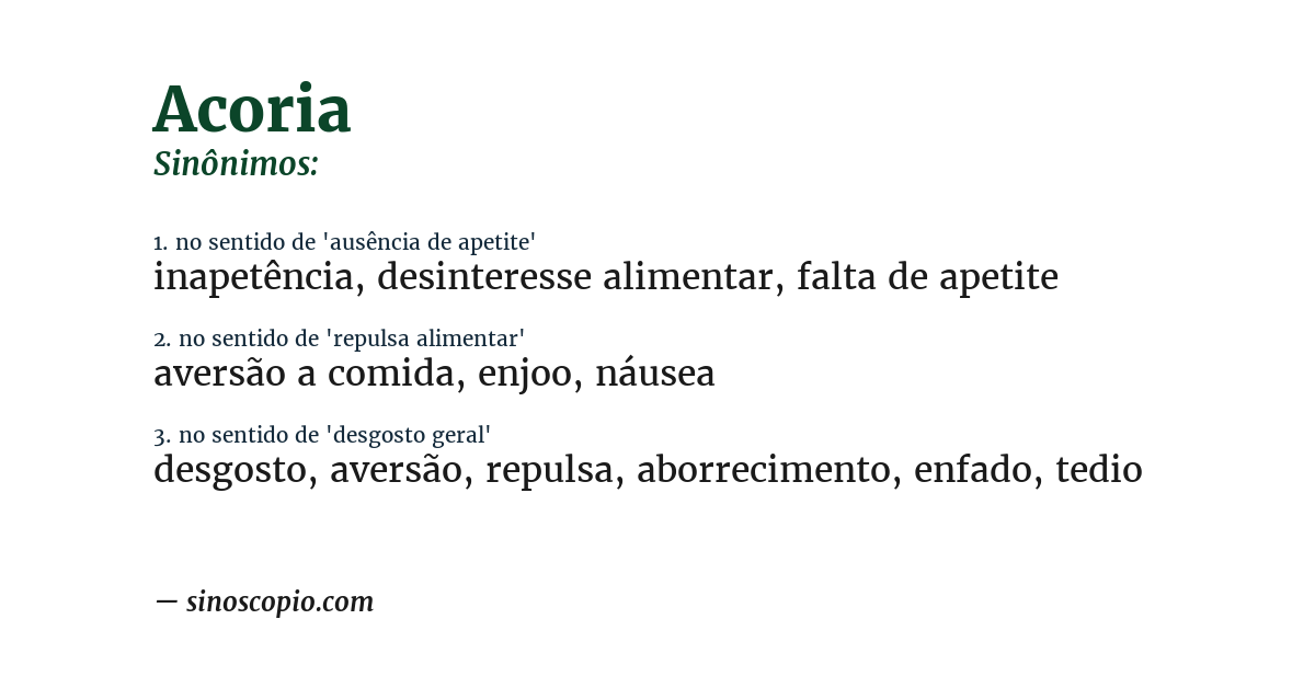 Sinônimo de acoria